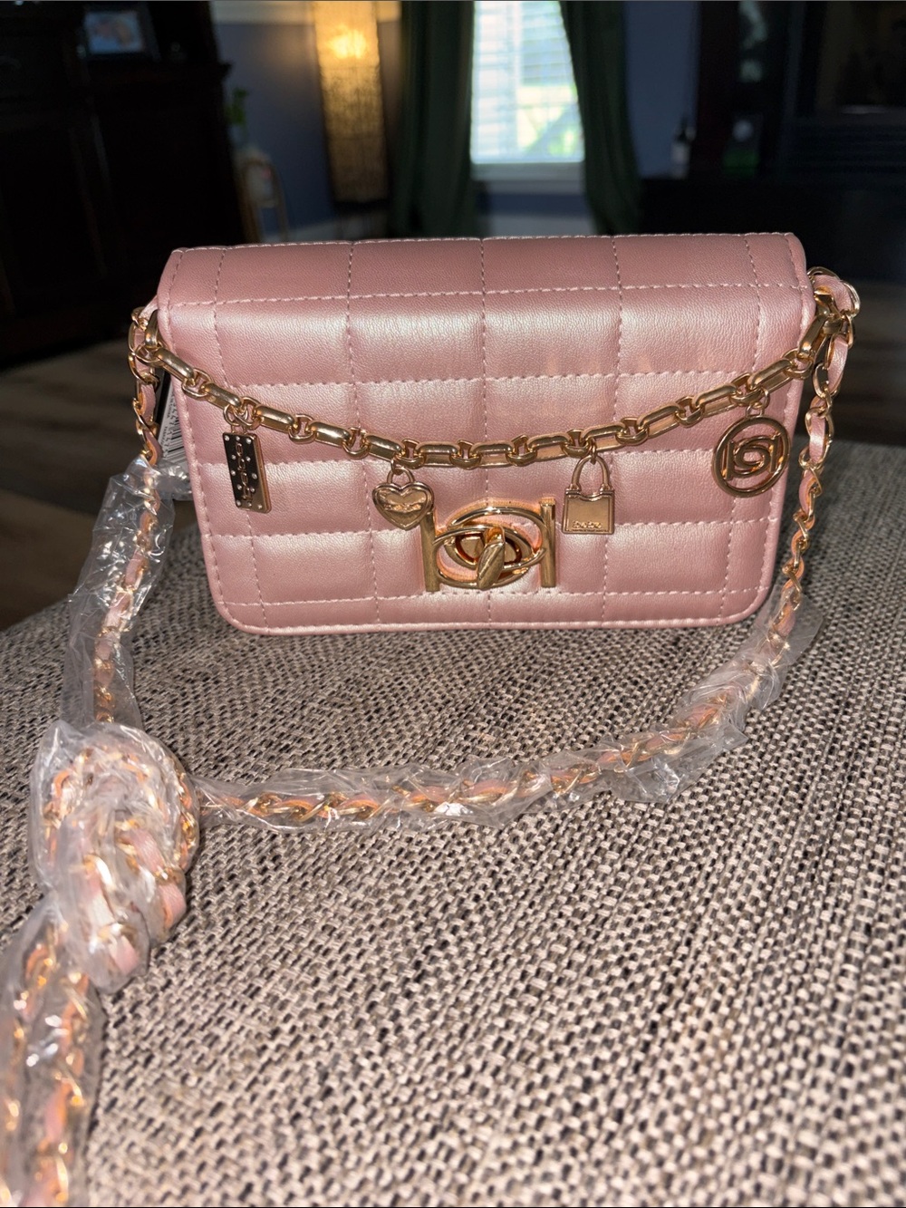BEBE TWO WAY CROSSBODY BAG IRIDESCENT MAUVE NWT MSRP $79